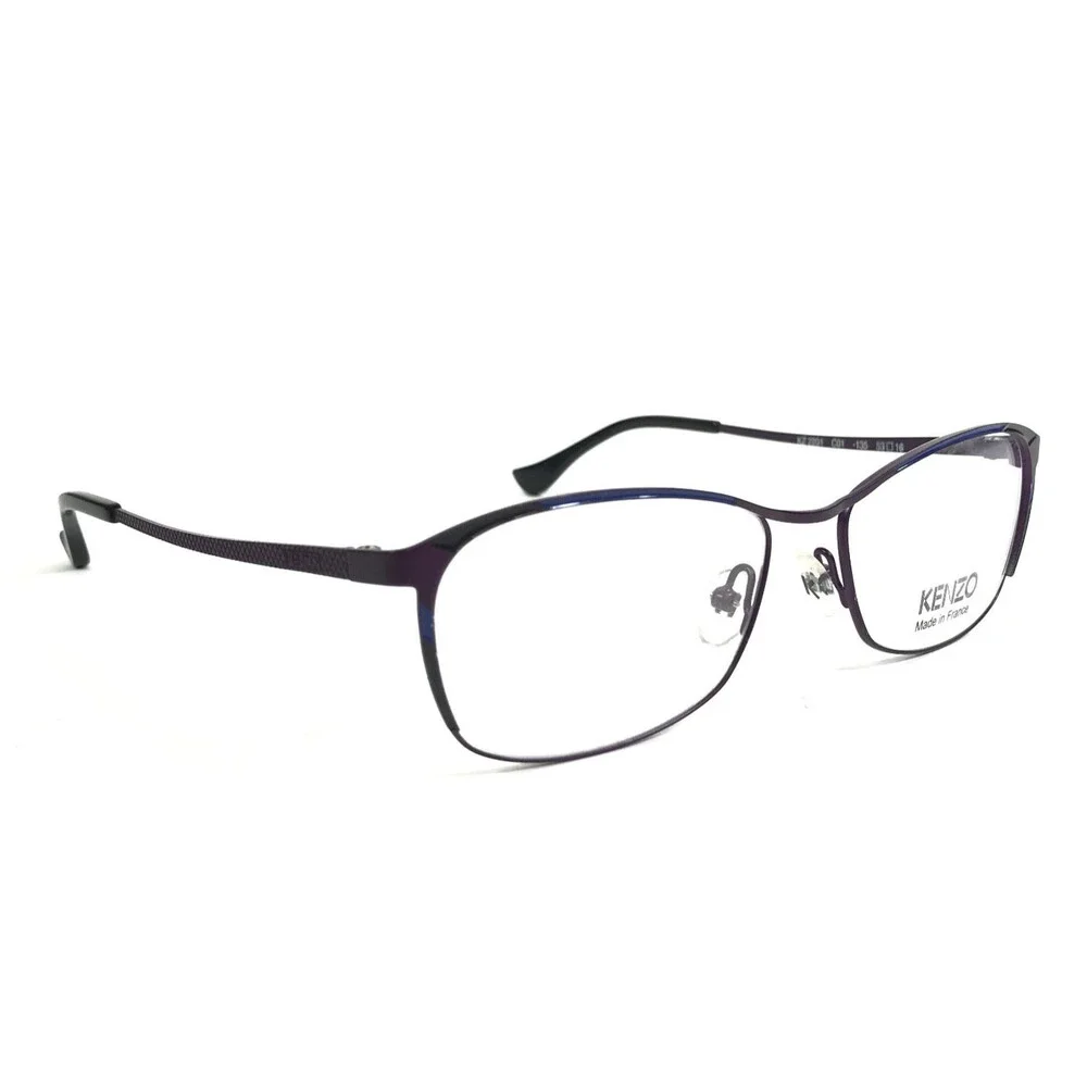 Kenzo Eyeglasses Frames KZ2201 C01 Ruthenium Gray Purple Cat Eye 53-16-135